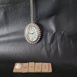 Item #W55  Vintage Reversible Pendant Watch Necklace, Pink Floral Cross